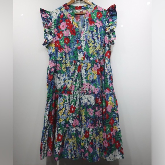 NWT Entro Lillian Floral Print Ruffle Sleeve Dress Size 1XL - Picture 9 of 11